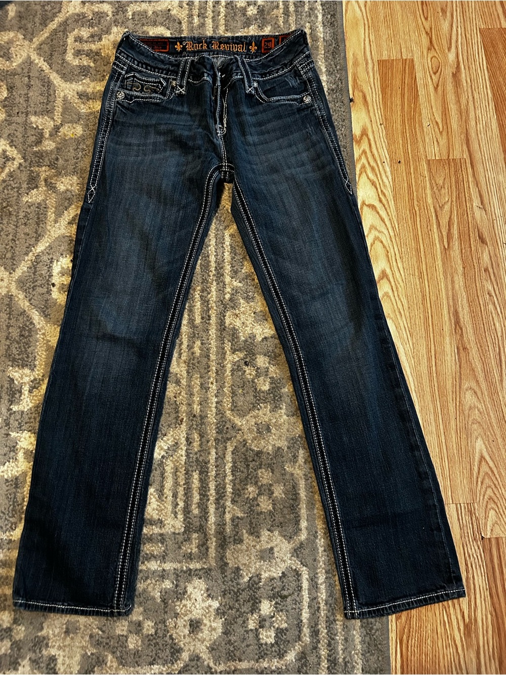 Rock Revival Women’s Size 29 Dark Wash Bootcut Jeans Flap Pocket Stretch - Picture 3 of 5